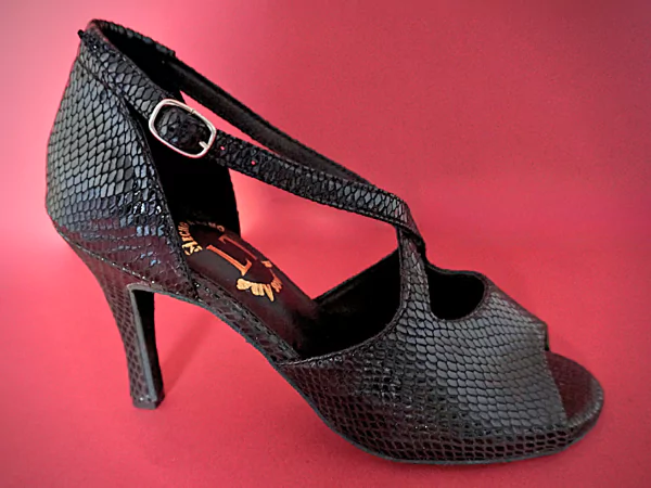 zaatos tango mujer tiras cruzadas lagarto negro